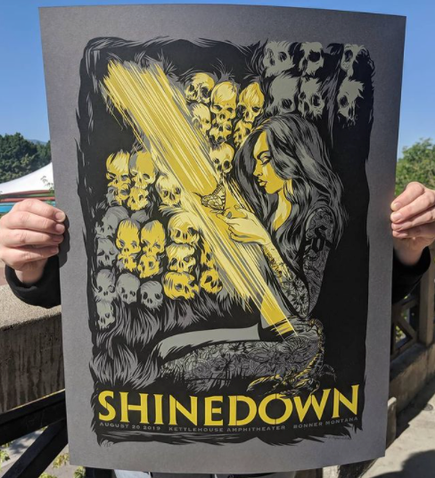 2019 Shinedown at KettleHouse Amphitheater Screenprint 18x24